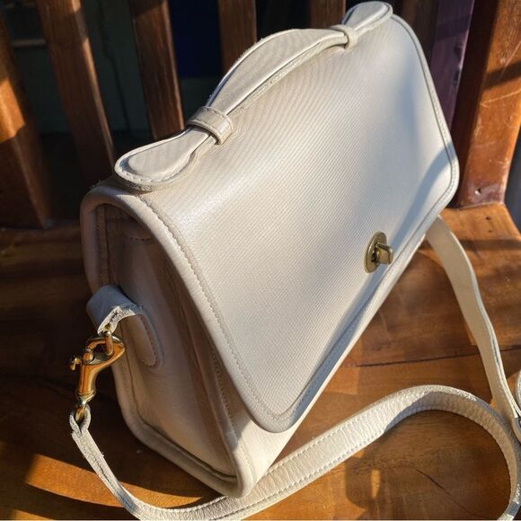 COACH Vintage Court Satchel Cream/Bone Brass Crossbody Leather Bag 9870 - Picture 8 of 13